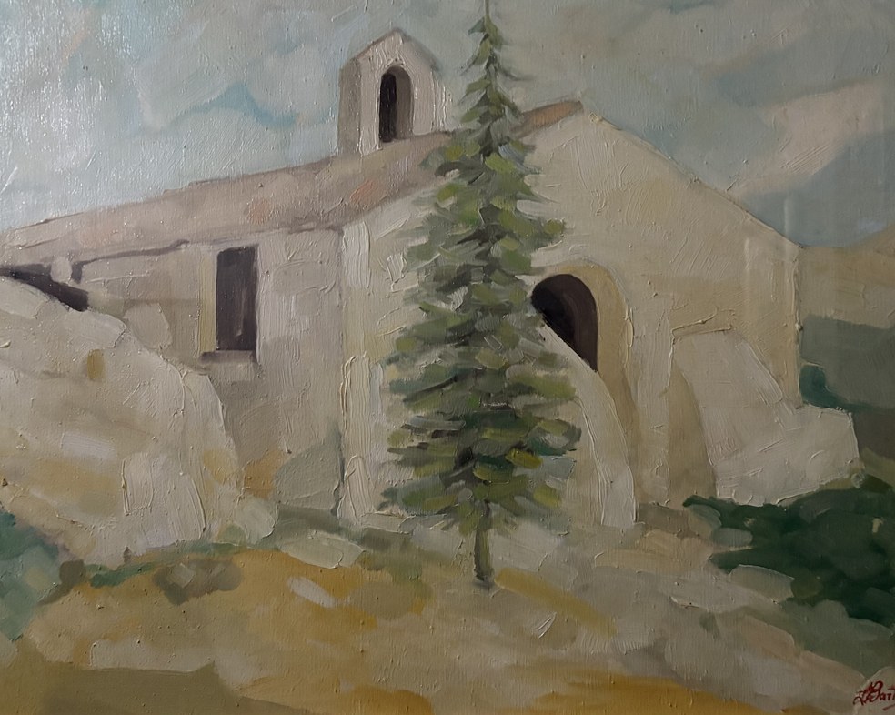 Paesaggio con chiesa